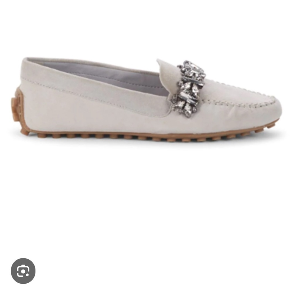 KARL LAGERFELD Perryn grey suede loafers rhinestones size 8 new